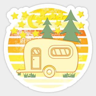 Camper Travel Trailer Sunset Trees and Stars Sticker